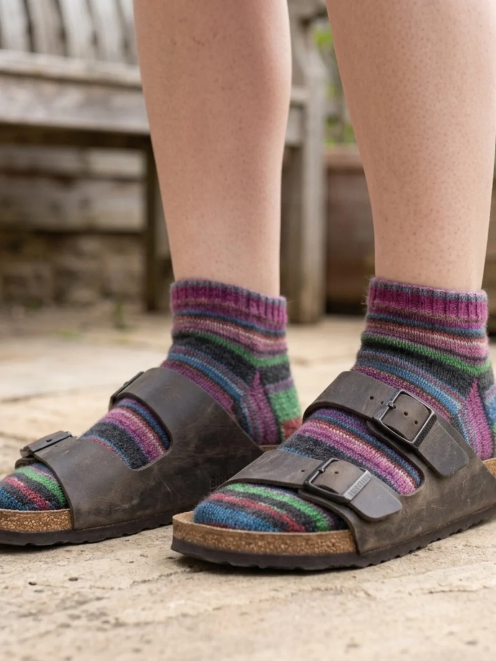 Quirky birki ankle Sox handcrafted merino wool 7-8.5